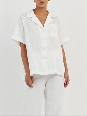 Dissh White Oversized Linen Shirt